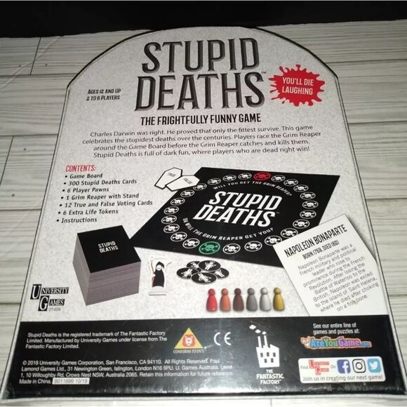 Stupid Deaths - University Games - Frightfully Funny Game - New Sealed - Picture 2 of 6
